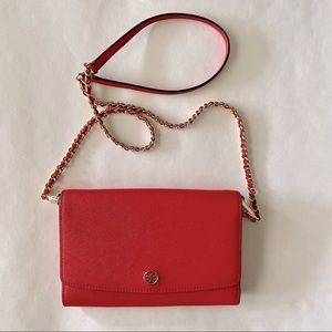 EUC Red Tory Burch Robinson Chain Wallet